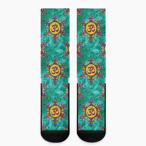 Boho Om Sign Pattern Print Crew Socks