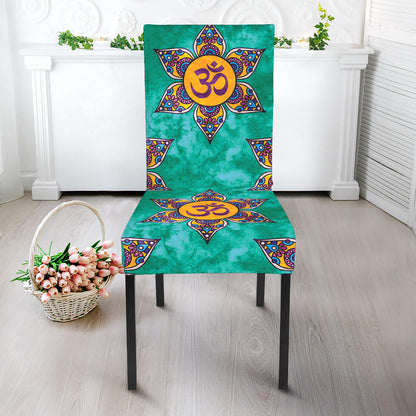 Boho Om Sign Pattern Print Dining Chair Slipcover