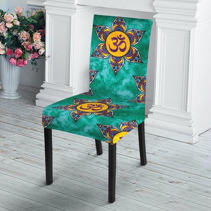 Boho Om Sign Pattern Print Dining Chair Slipcover