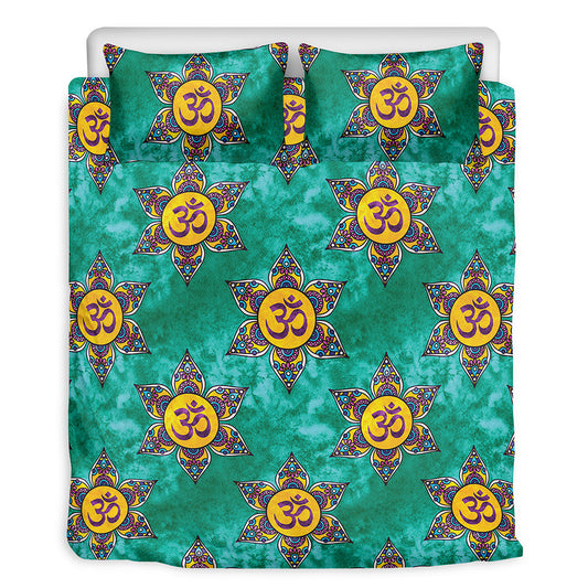 Boho Om Sign Pattern Print Duvet Cover Bedding Set