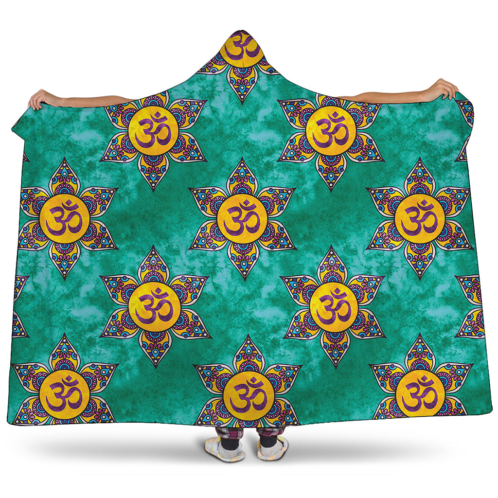 Boho Om Sign Pattern Print Hooded Blanket