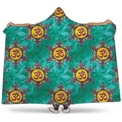 Boho Om Sign Pattern Print Hooded Blanket