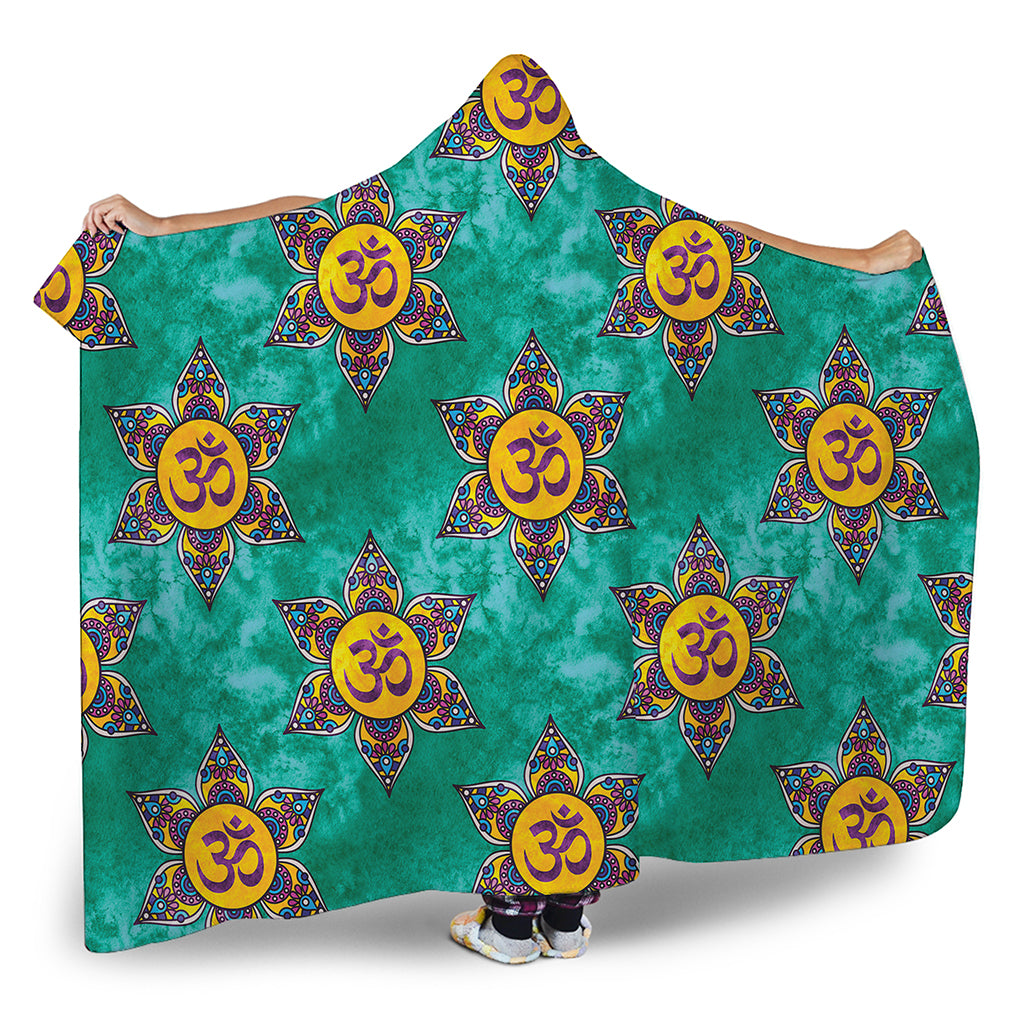 Boho Om Sign Pattern Print Hooded Blanket