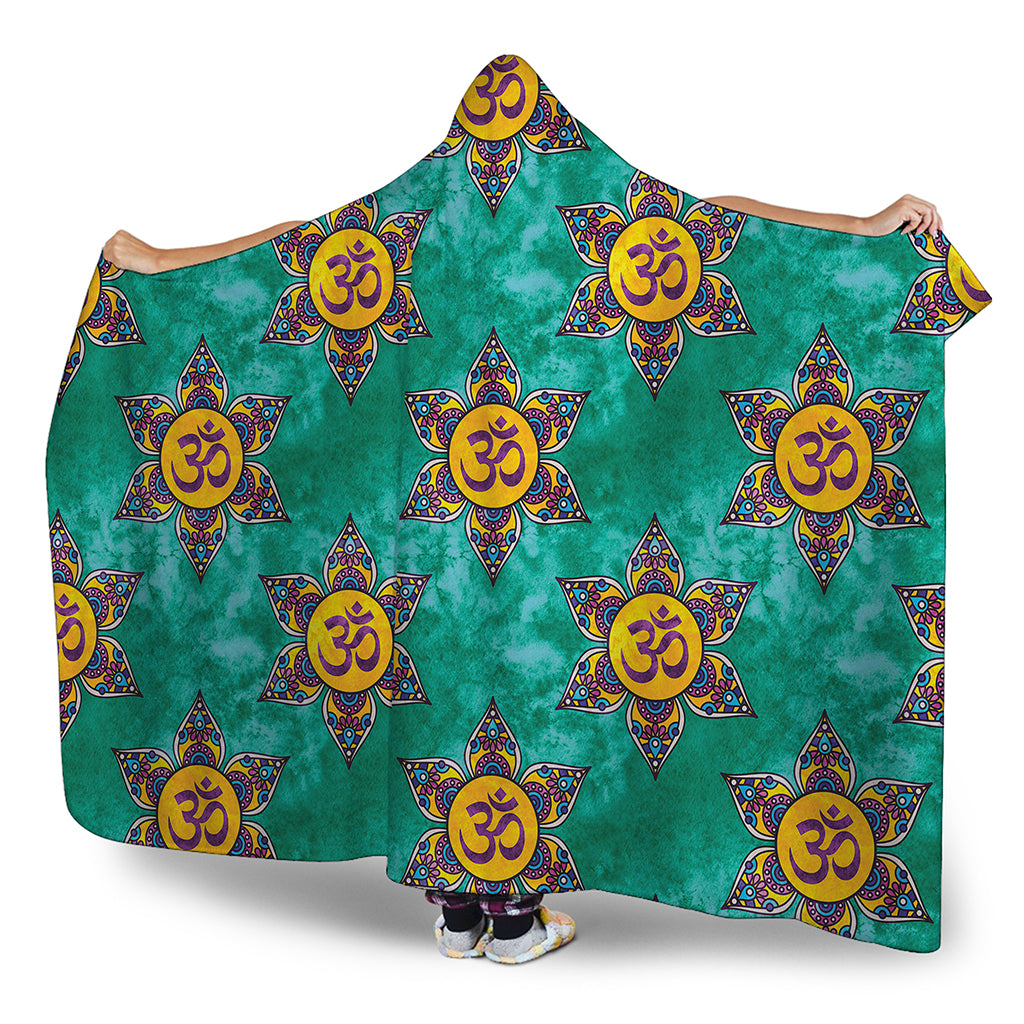 Boho Om Sign Pattern Print Hooded Blanket