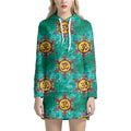 Boho Om Sign Pattern Print Pullover Hoodie Dress