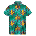 Boho Om Sign Pattern Print Men's Short Sleeve Shirt