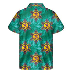 Boho Om Sign Pattern Print Men's Short Sleeve Shirt