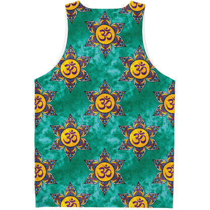 Boho Om Sign Pattern Print Men's Tank Top