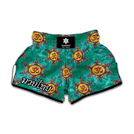 Boho Om Sign Pattern Print Muay Thai Boxing Shorts