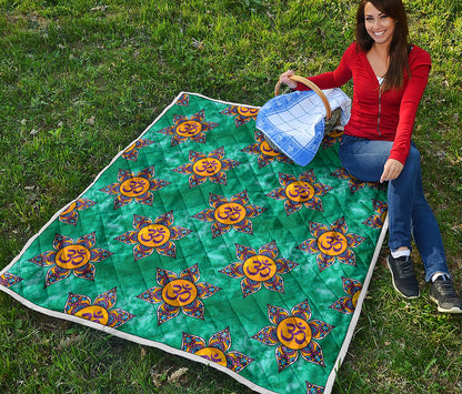 Boho Om Sign Pattern Print Quilt