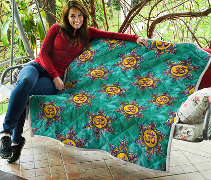 Boho Om Sign Pattern Print Quilt