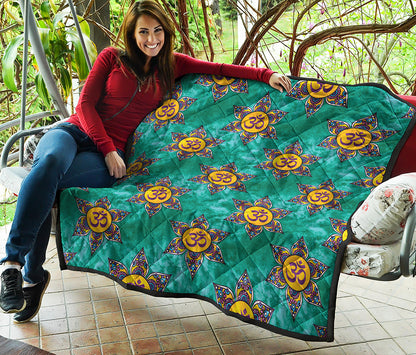 Boho Om Sign Pattern Print Quilt