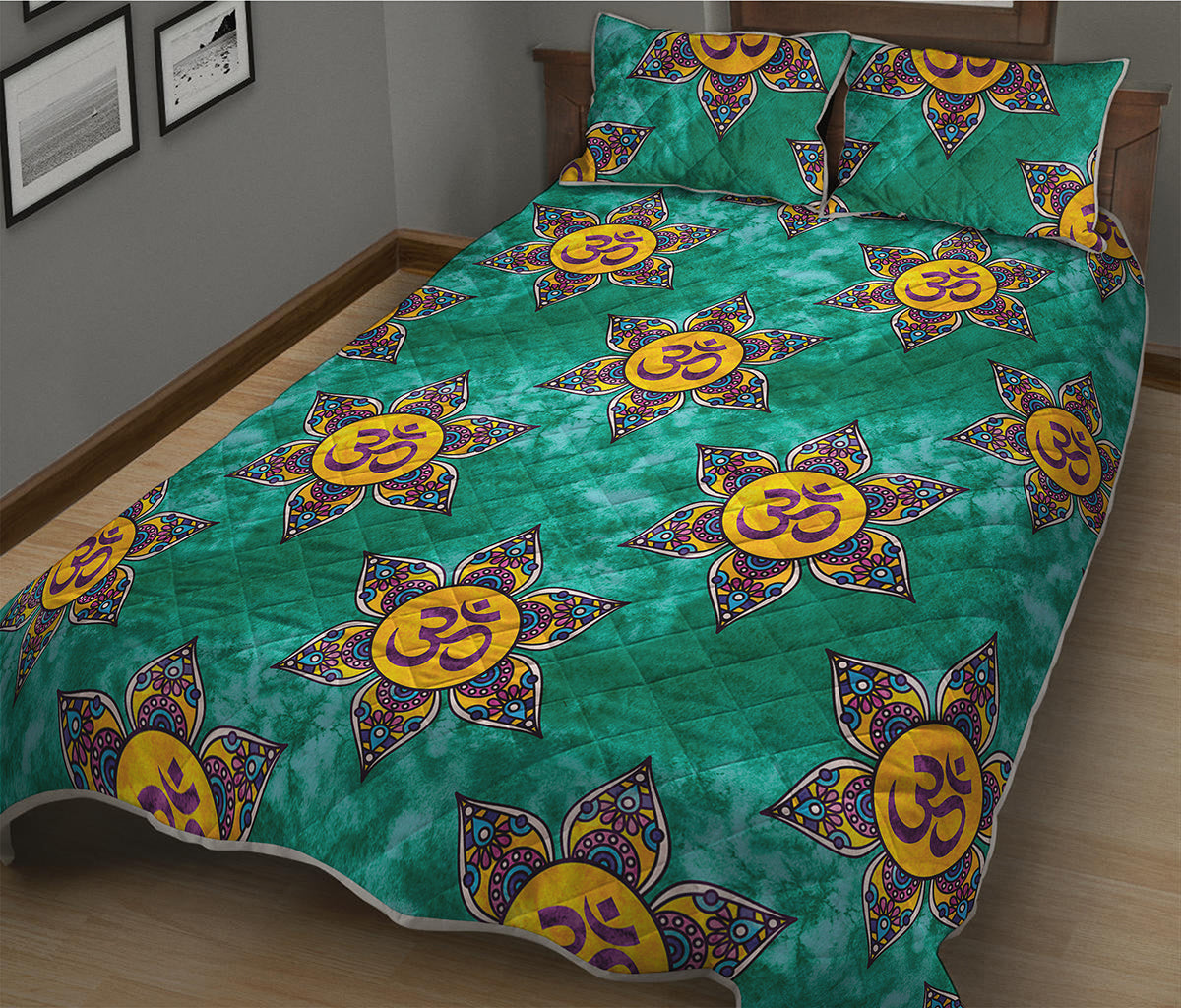 Boho Om Sign Pattern Print Quilt Bed Set