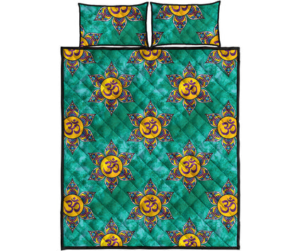 Boho Om Sign Pattern Print Quilt Bed Set
