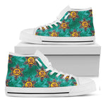 Boho Om Sign Pattern Print White High Top Shoes