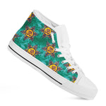 Boho Om Sign Pattern Print White High Top Shoes