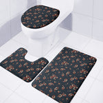 Boho Paisley Flower Pattern Print 3 Piece Bath Mat Set