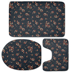 Boho Paisley Flower Pattern Print 3 Piece Bath Mat Set