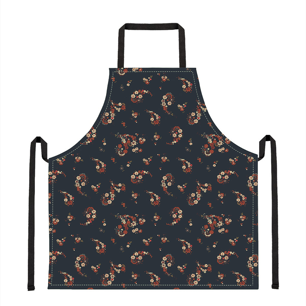 Boho Paisley Flower Pattern Print Apron