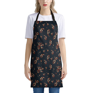 Boho Paisley Flower Pattern Print Apron