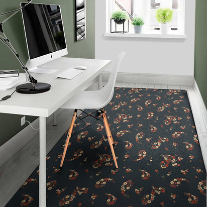 Boho Paisley Flower Pattern Print Area Rug