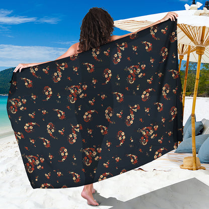 Boho Paisley Flower Pattern Print Beach Sarong Wrap