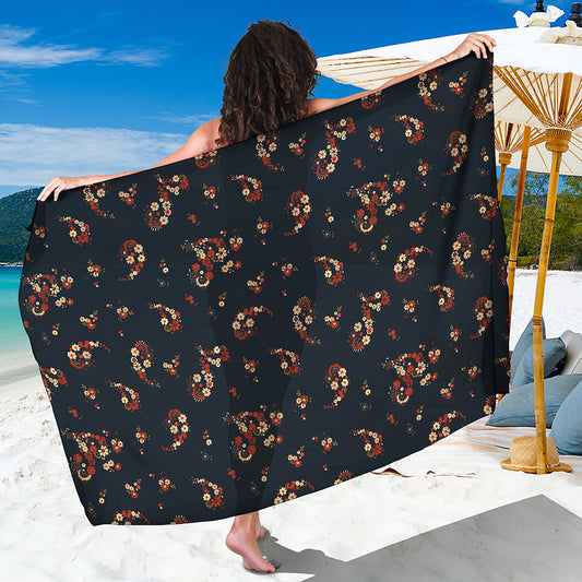 Boho Paisley Flower Pattern Print Beach Sarong Wrap