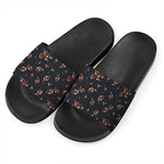 Boho Paisley Flower Pattern Print Black Slide Sandals