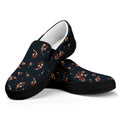 Boho Paisley Flower Pattern Print Black Slip On Sneakers