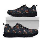 Boho Paisley Flower Pattern Print Black Sneakers