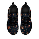 Boho Paisley Flower Pattern Print Black Sneakers