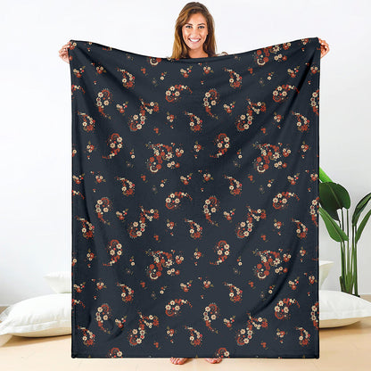 Boho Paisley Flower Pattern Print Blanket