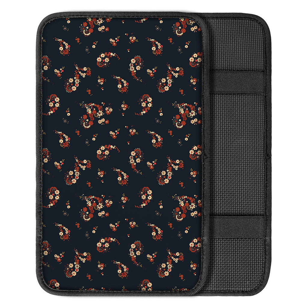 Boho Paisley Flower Pattern Print Car Center Console Cover