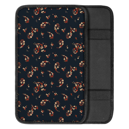 Boho Paisley Flower Pattern Print Car Center Console Cover