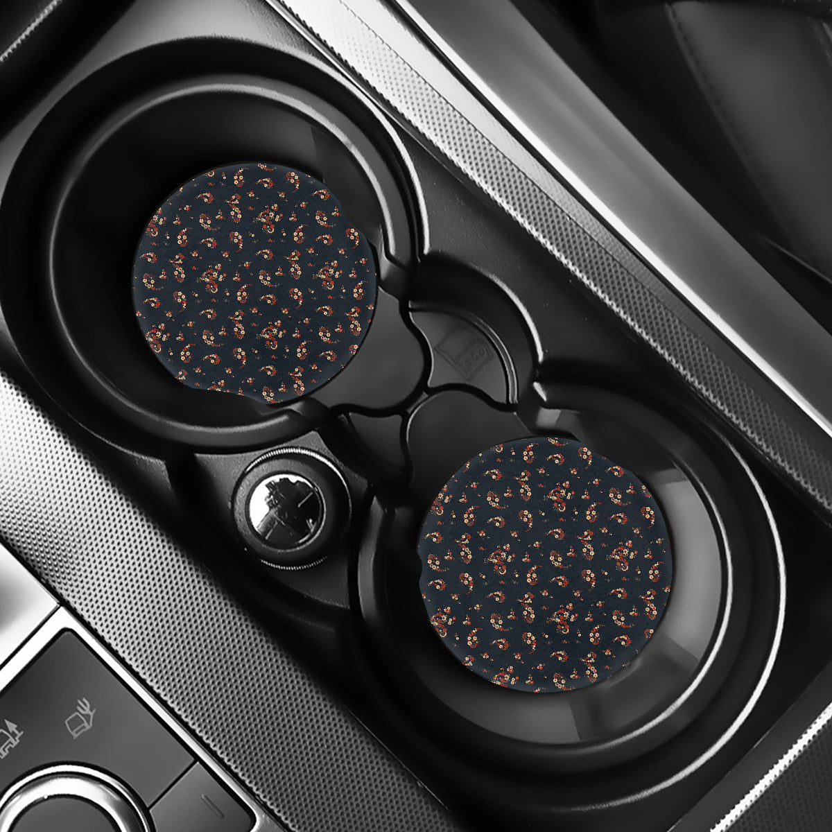 Boho Paisley Flower Pattern Print Car Coasters