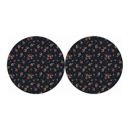 Boho Paisley Flower Pattern Print Car Coasters
