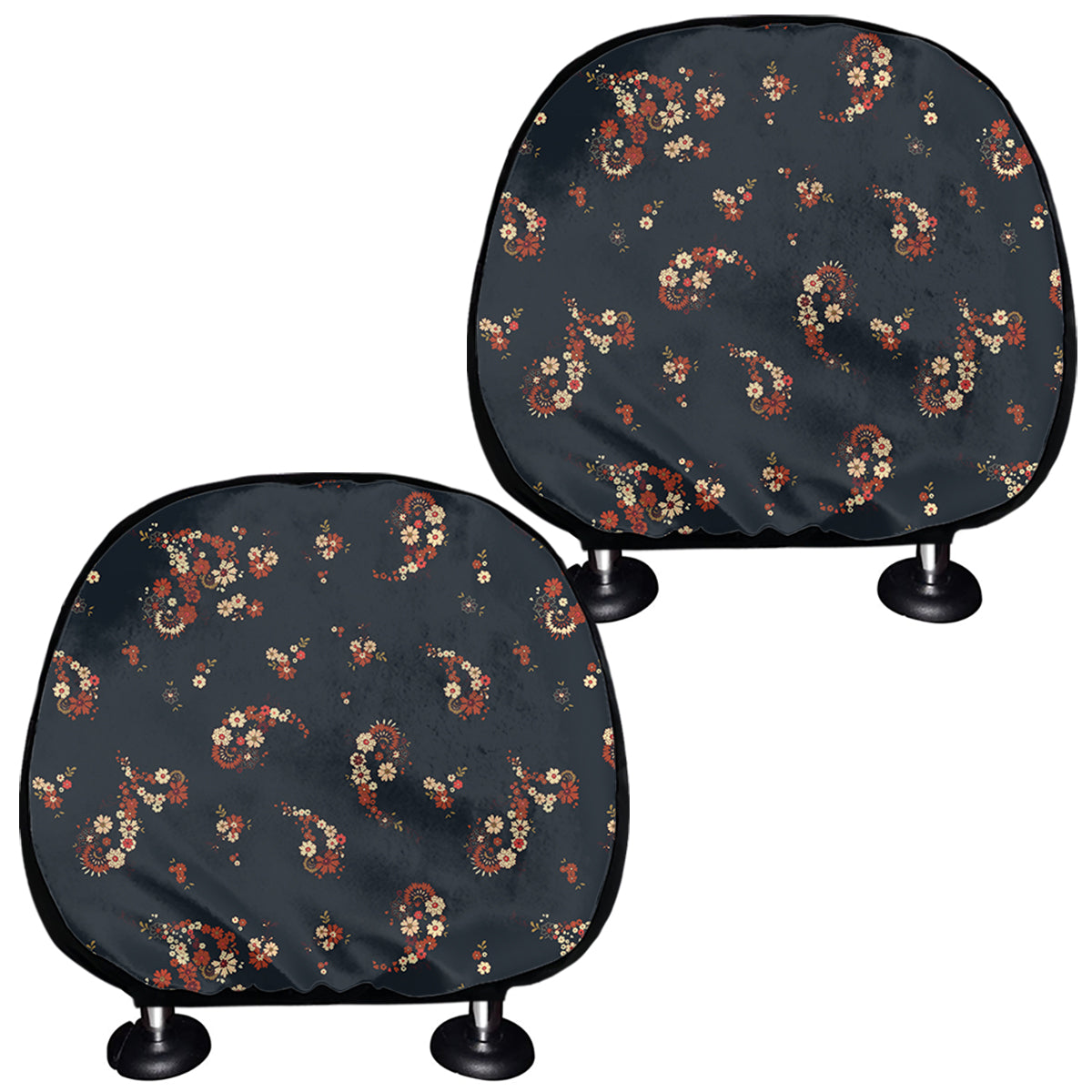Boho Paisley Flower Pattern Print Car Headrest Covers