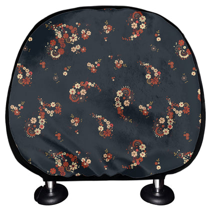 Boho Paisley Flower Pattern Print Car Headrest Covers