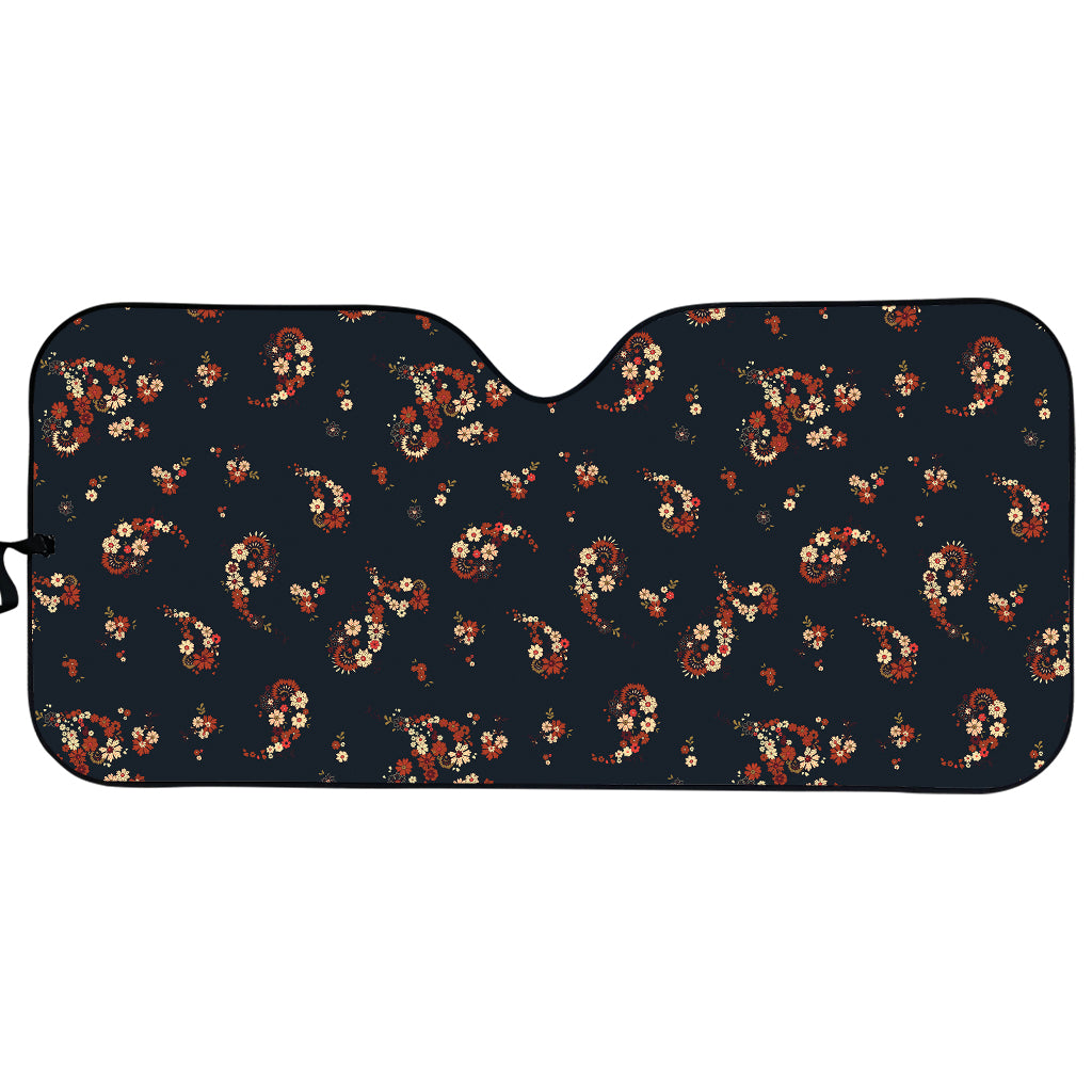 Boho Paisley Flower Pattern Print Car Sun Shade