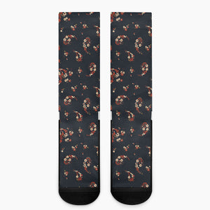 Boho Paisley Flower Pattern Print Crew Socks