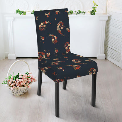 Boho Paisley Flower Pattern Print Dining Chair Slipcover