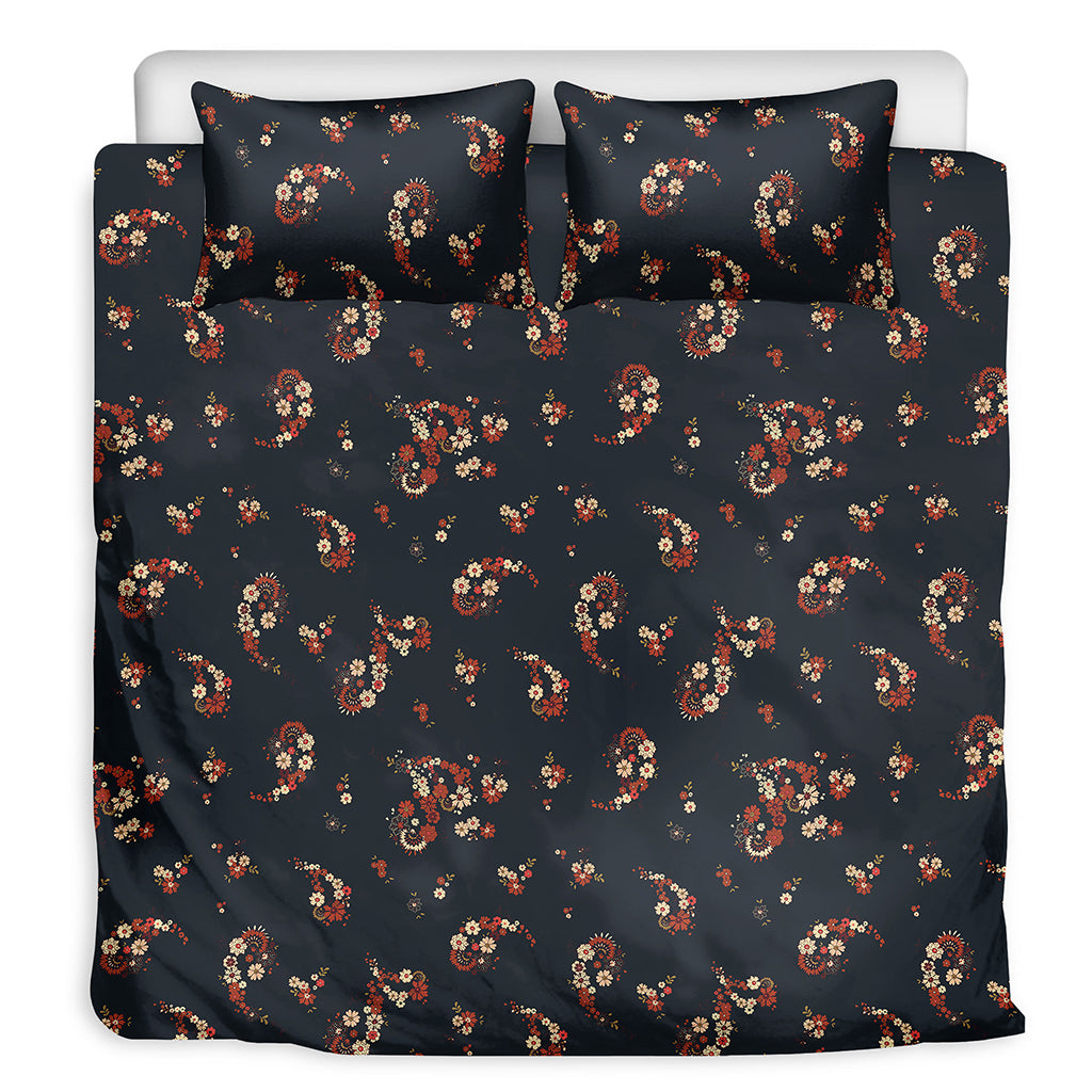 Boho Paisley Flower Pattern Print Duvet Cover Bedding Set
