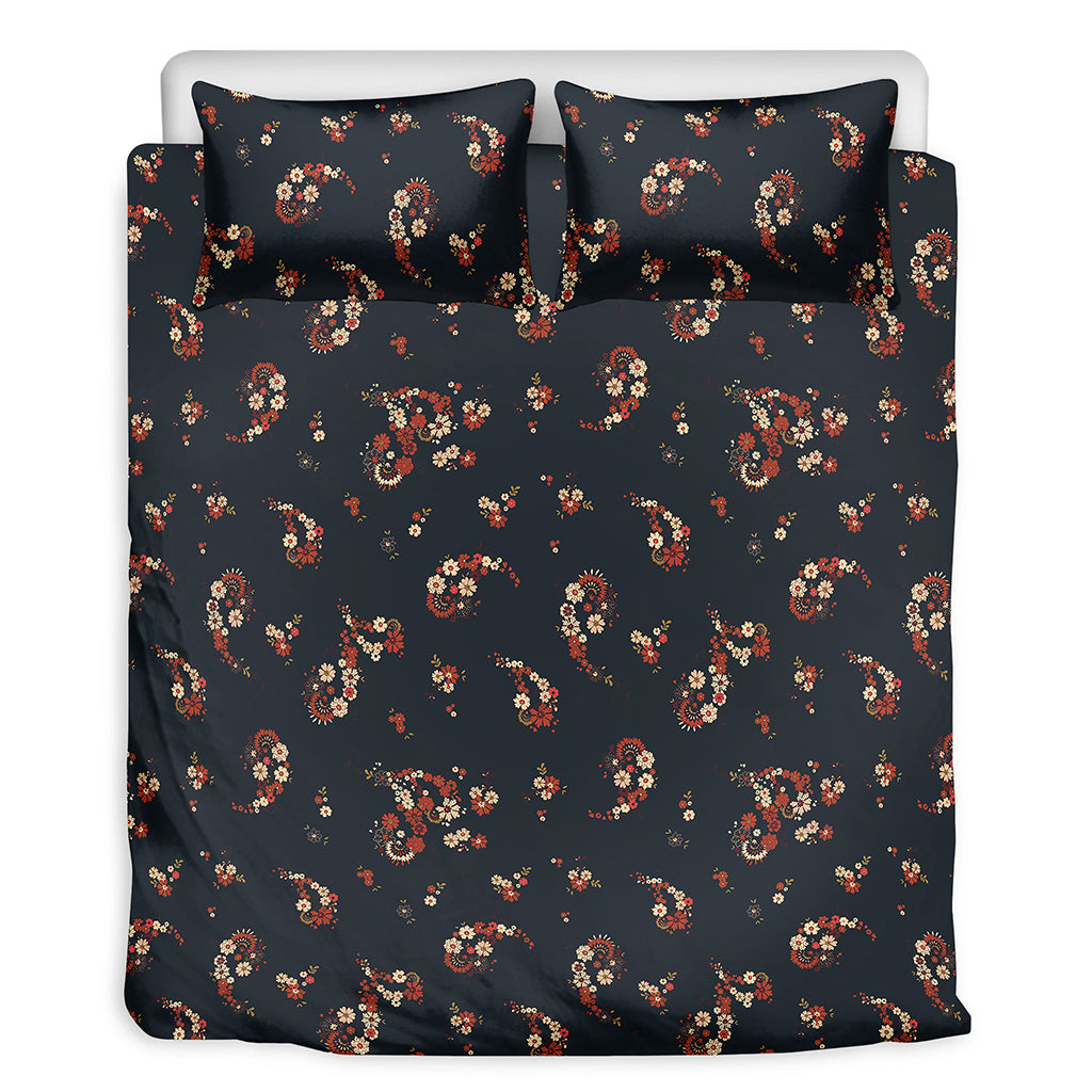 Boho Paisley Flower Pattern Print Duvet Cover Bedding Set