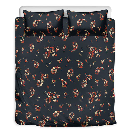 Boho Paisley Flower Pattern Print Duvet Cover Bedding Set