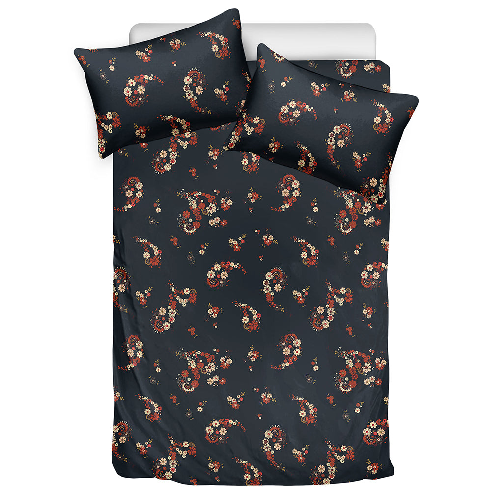 Boho Paisley Flower Pattern Print Duvet Cover Bedding Set