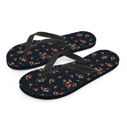 Boho Paisley Flower Pattern Print Flip Flops