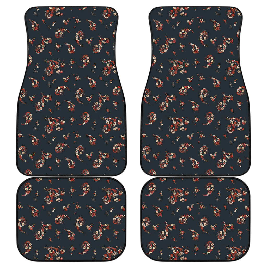 Boho Paisley Flower Pattern Print Front and Back Car Floor Mats