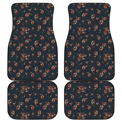 Boho Paisley Flower Pattern Print Front and Back Car Floor Mats