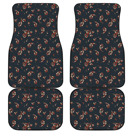 Boho Paisley Flower Pattern Print Front and Back Car Floor Mats