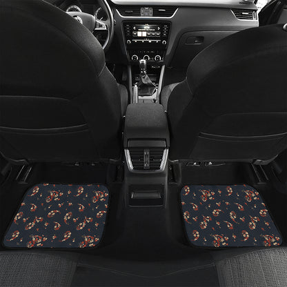 Boho Paisley Flower Pattern Print Front and Back Car Floor Mats